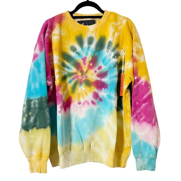 La Detresse NWT Womens Tie Dye Tropicali Pullover Sweatshirt Sz L Relaxed Fit - Picture 2 of 6